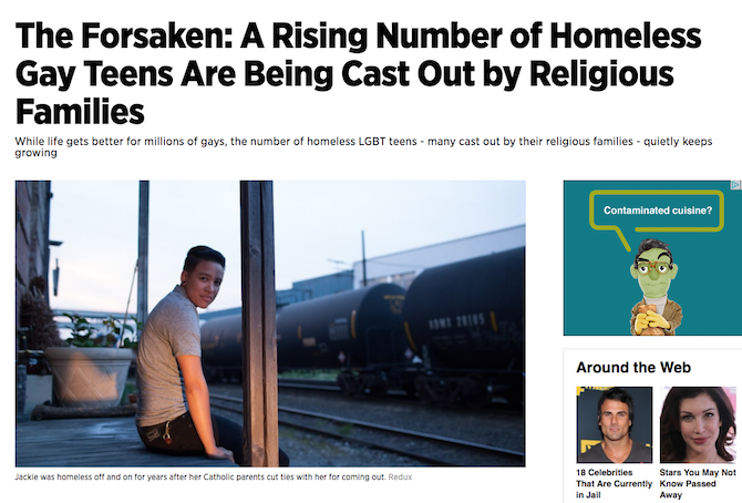 The Forsaken: A Rising Number of Homeless Gay Teens Are Being Cast Out by Religious Families