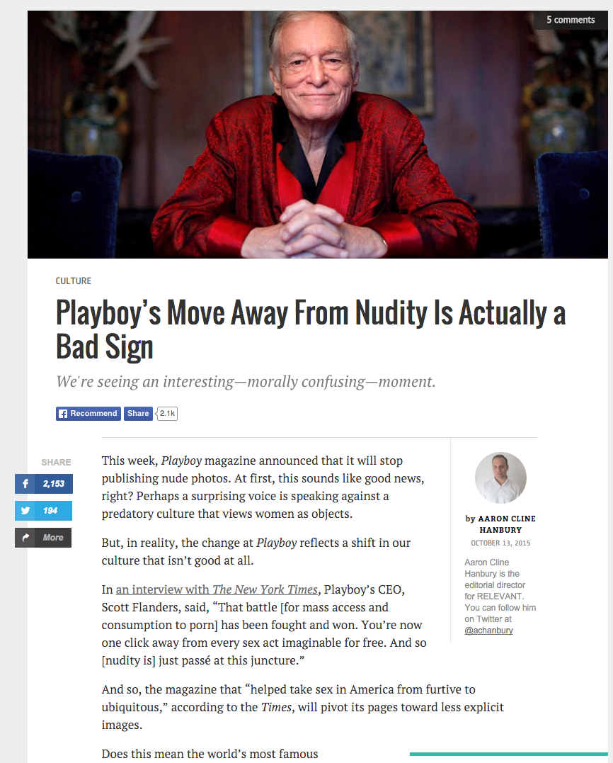 Playboy’s Move Away from Nudity is Actually a Bad Sign