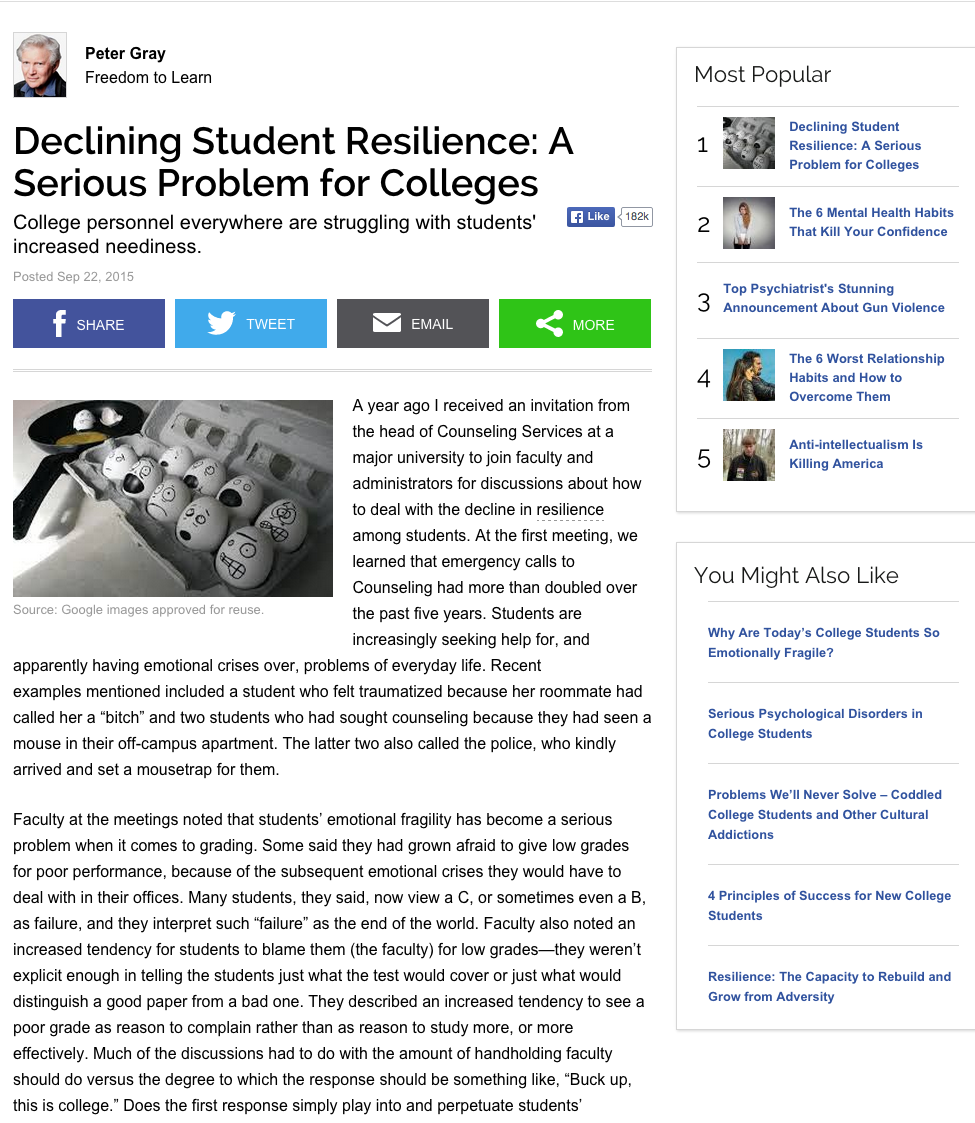 Declining Student Resilience: A Serious Problem for Colleges