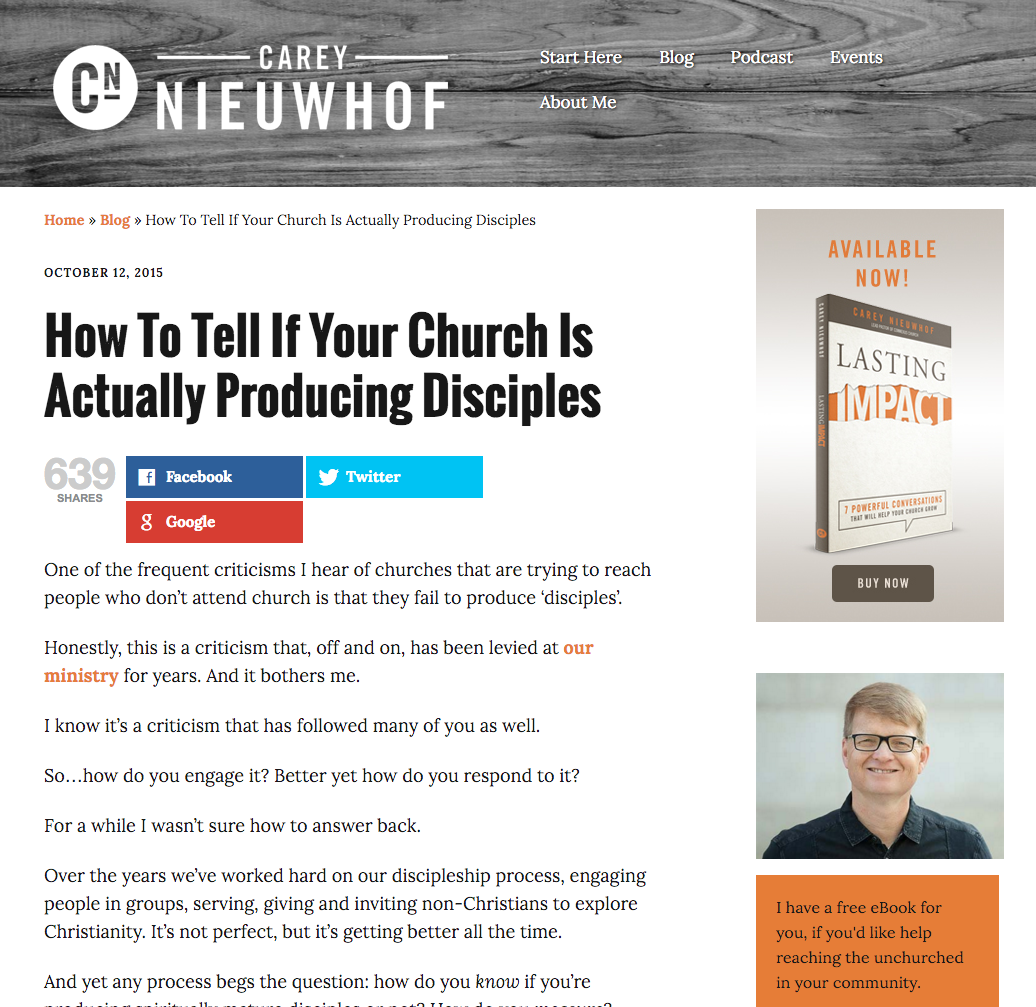 Carey Nieuwhof: How To Tell If Your Church Is Actually Producing Disciples