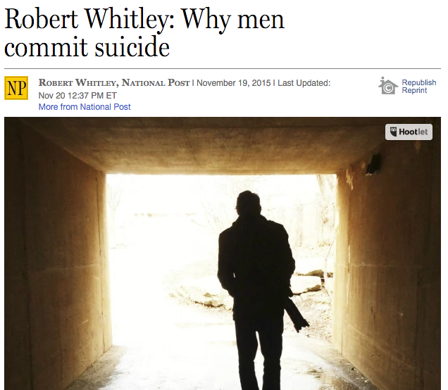 Robert Whitley: Why men commit suicide