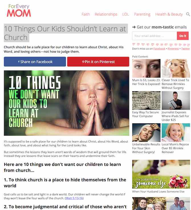 10 Things Our Kids Shouldn’t Learn at Church