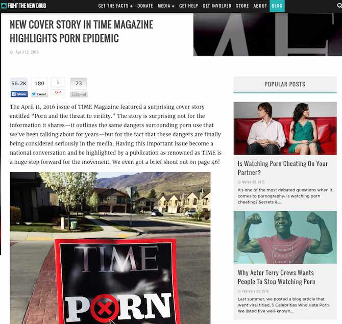 New Cover Story in Time Magazine Highlights Porn Epidemic