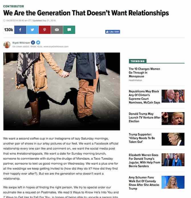 We Are the Generation That Doesn’t Want Relationships