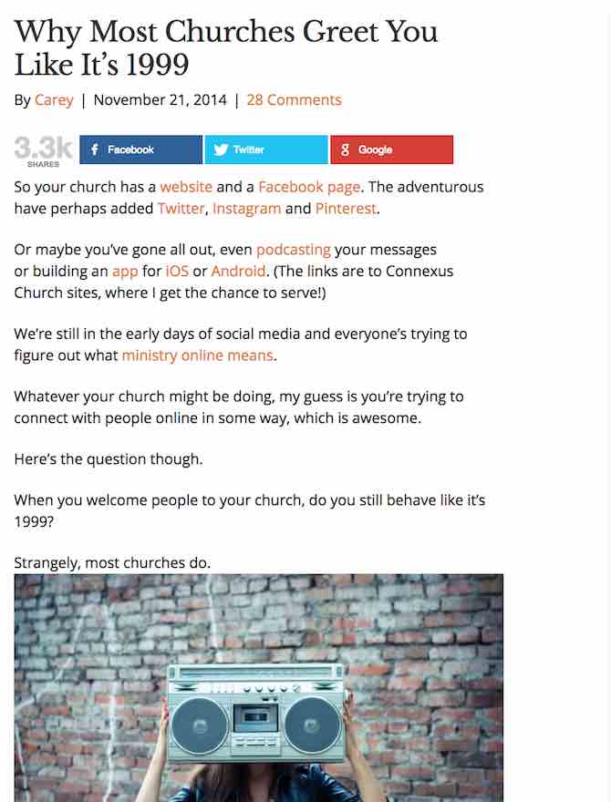 Why Most Churches Greet You Like It’s 1999: Carey Nieuwhof