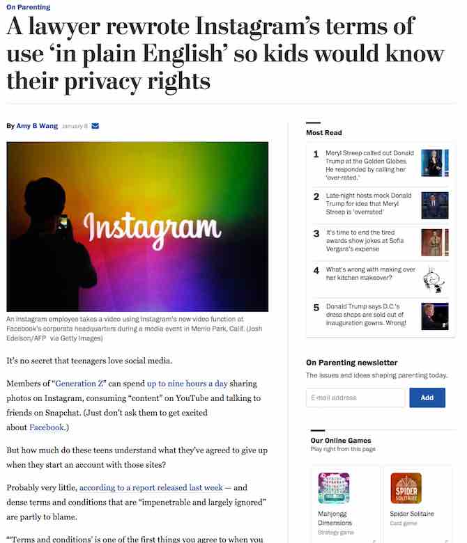 A lawyer rewrote Instagram’s terms of use ‘in plain English’ so kids would know their privacy rights