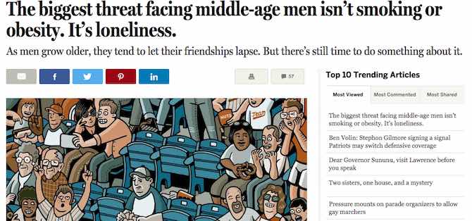 The biggest threat facing middle-age men isn’t smoking or obesity. It’s loneliness.