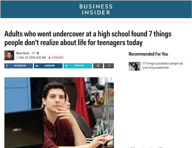 Adults who went undercover at a high school found 7 things people don’t realize about life for teenagers today