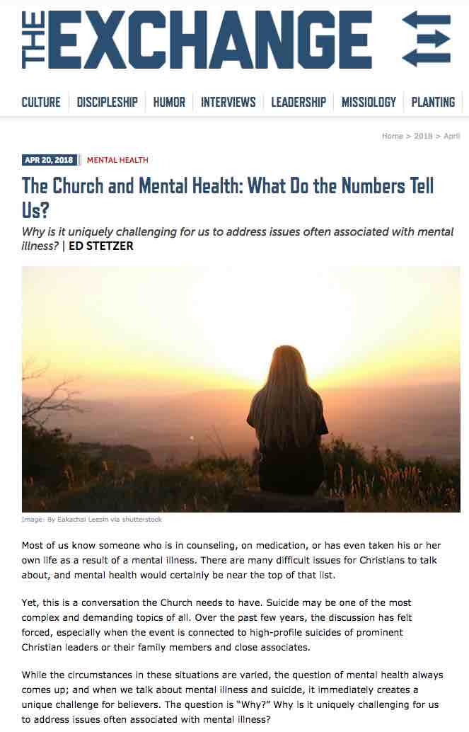 The Church and Mental Health: What Do the Numbers Tell Us?