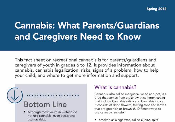 Cannabis: What Parents/Guardians and Caregivers Need to Know