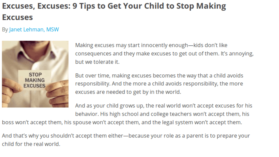 Excuses, Excuses: 9 Tips to Get Your Child to Stop Making Excuses