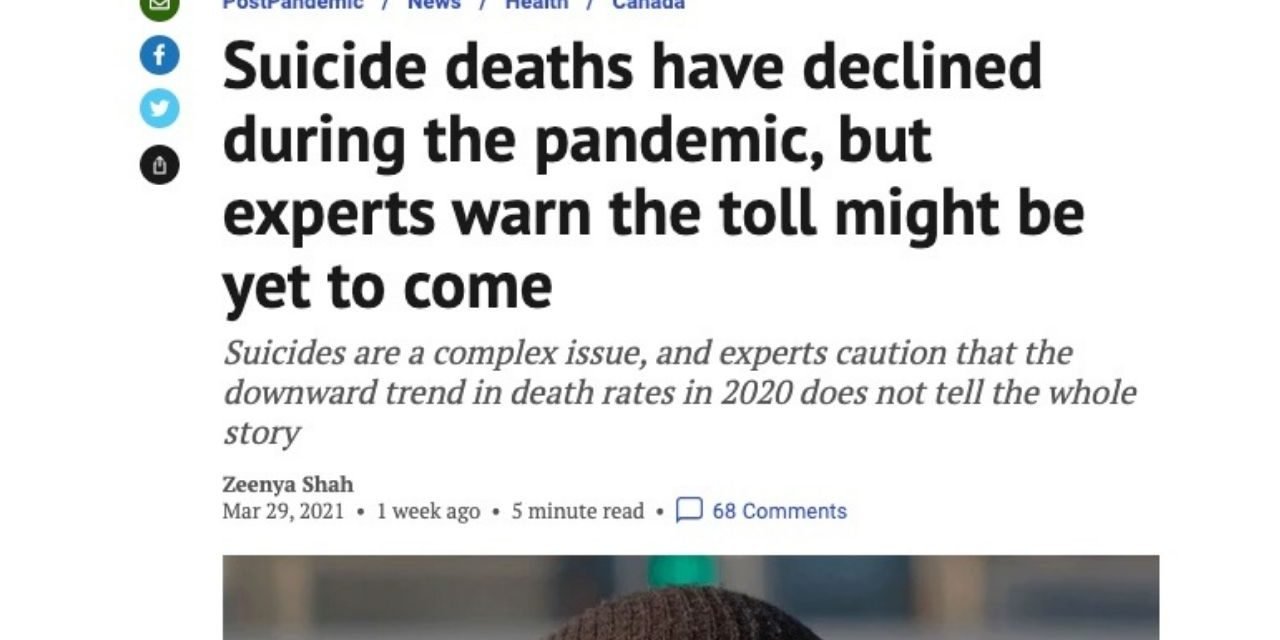 Suicide deaths have declined during the pandemic, but experts warn the toll might be yet to come